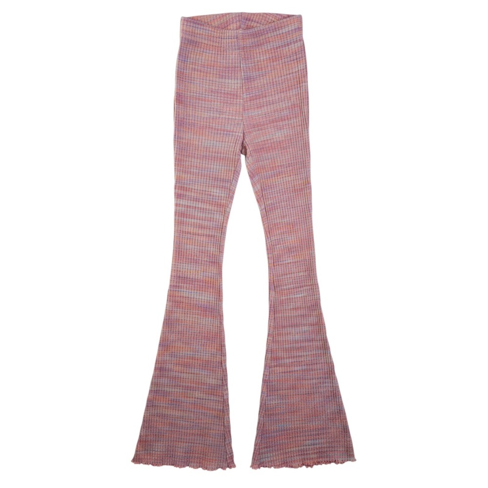 American Eagle Pants Womens XS Pink Space Dye Striped Flare Ribbed Knit Pull On